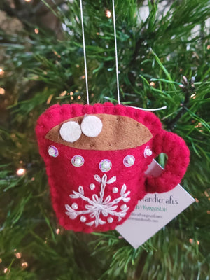 Hot Chocolate | Wool Handmade Embroidered Ornament