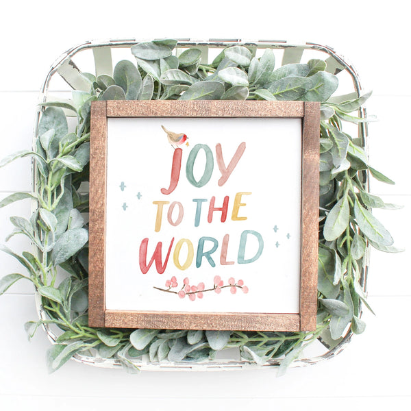 Load image into Gallery viewer, Joy To The World 9&quot; x 9&quot; Wood Sign
