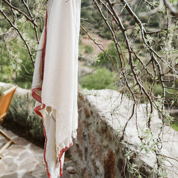 Load image into Gallery viewer, Hatay | Handwoven Red Striped Turkish Bath Towel
