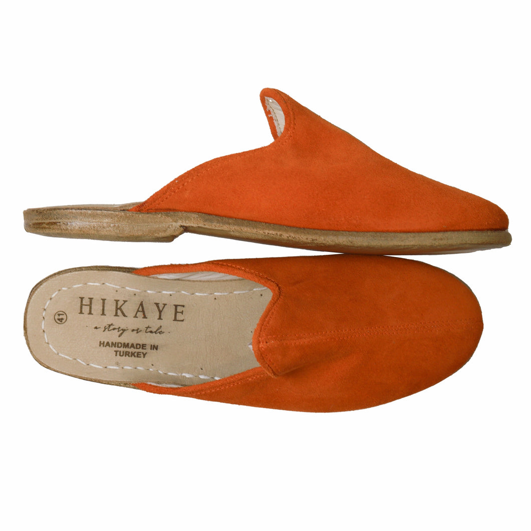 Moda | Orange Handmade Leather Mules
