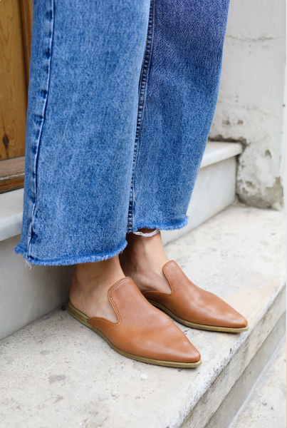 Load image into Gallery viewer, Merhaba | Cognac Handmade Leather Mules
