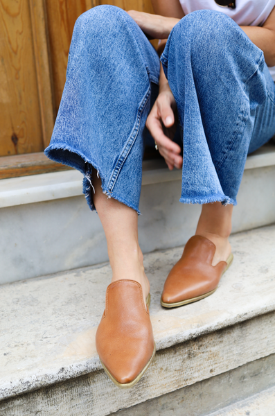 Load image into Gallery viewer, Merhaba | Cognac Handmade Leather Mules

