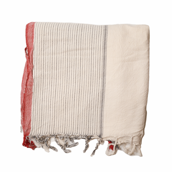 Load image into Gallery viewer, Hatay | Handwoven Red Striped Turkish Bath Towel
