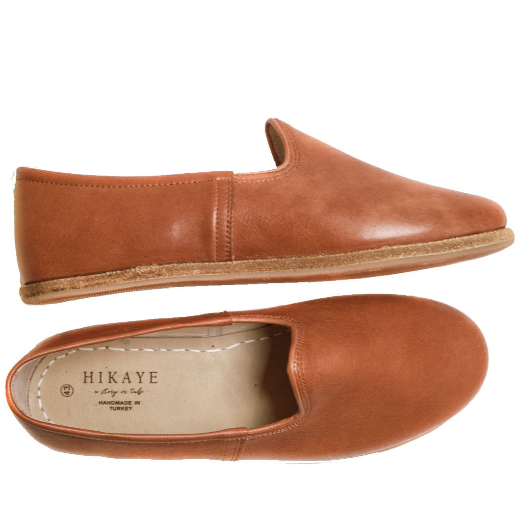 Men's Cognac Handmade Leather Slip-on Shoes