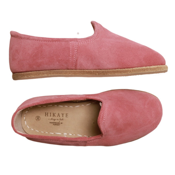 Load image into Gallery viewer, Pink Handmade Leather Kids Slip-ons
