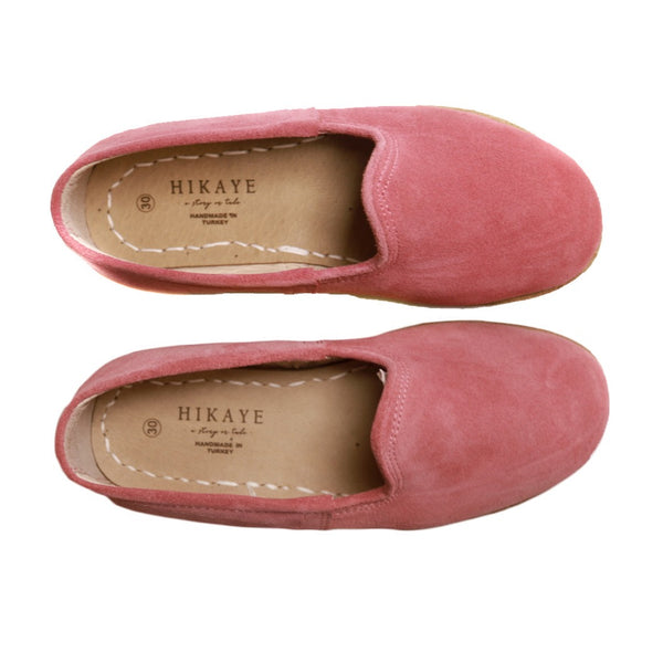 Load image into Gallery viewer, Pink Handmade Leather Kids Slip-ons

